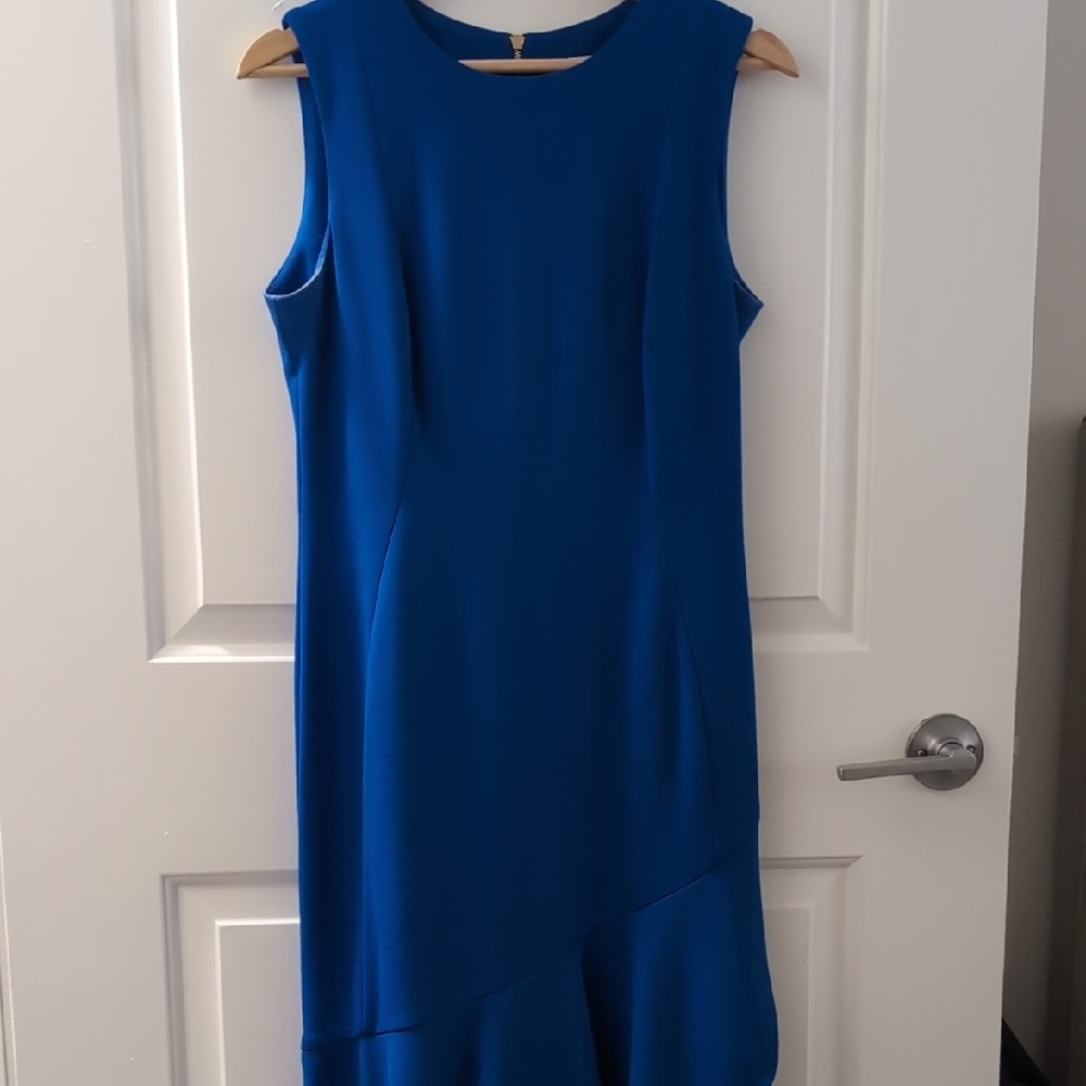 Calvin Klein Sleeveless Royal Blue Midi Shift Dress